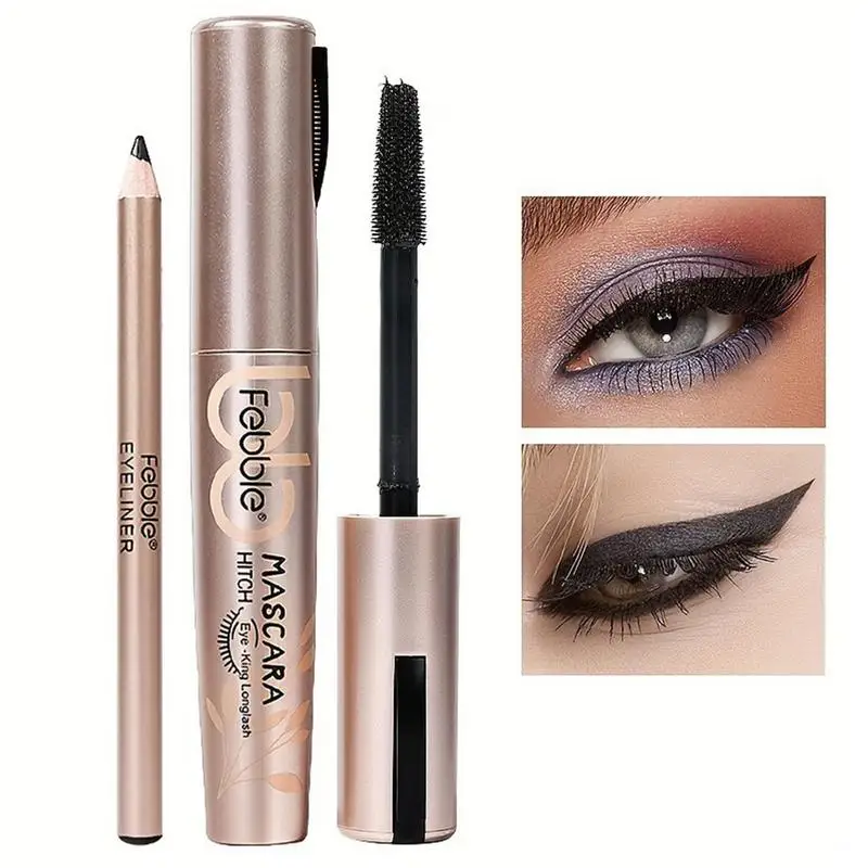 

Black Mascara With Eyebrow Pencil Lengthens Eyelashes Waterproof Long-lasting Non-caking Mascara Lash Extension Cosmetics Makeup