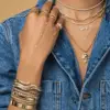 925 Sterling silver Fine Jewelry Geometric Round Bezel CZ Sparking Women Hand Chain Bracelet 3