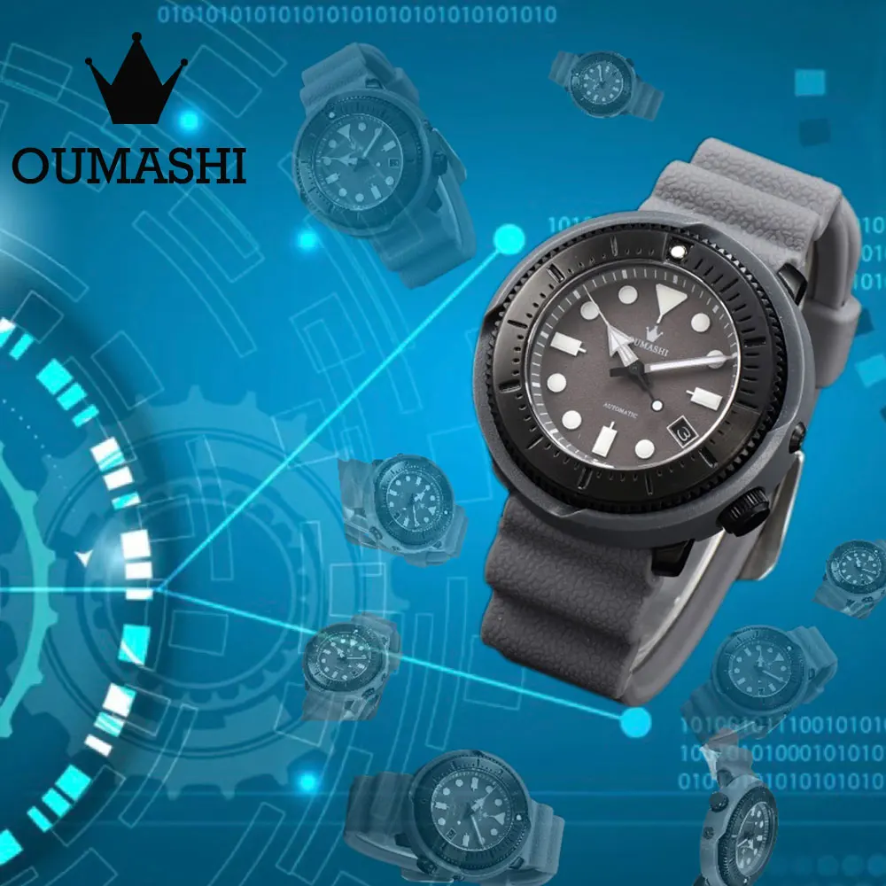 OUMASHI-GS Men's Watch Luxury Business Edition Automatic Watch NH35 Stainless Steel Waterproof Glow Glow Green