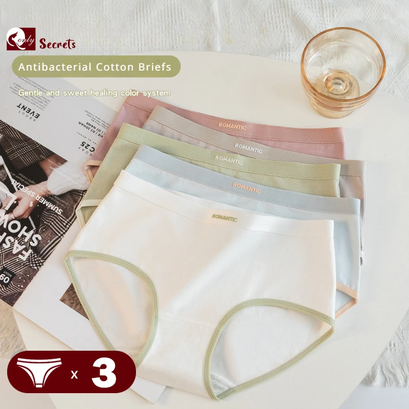 

3Pcs/Lot Women Panties Breathable Antibacterial Cotton Underwear Briefs Solid Sexy Middle Waist Ladies Panties Female Lingerie