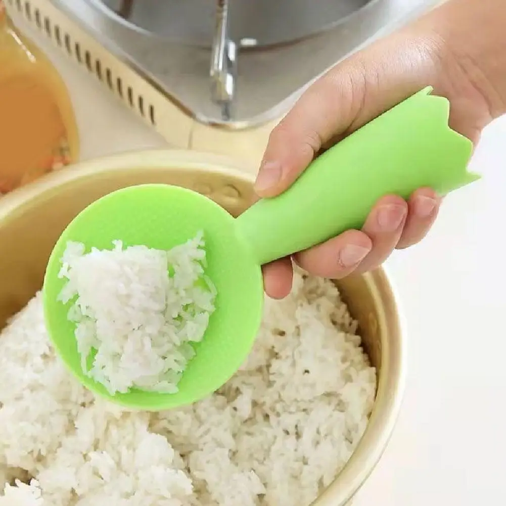 Non-Stick Plastic Rice Spoon Cute Face Rice Spatula Scoop Cooker Long Cooking Scoop Kitchen Utensil Tableware Tools