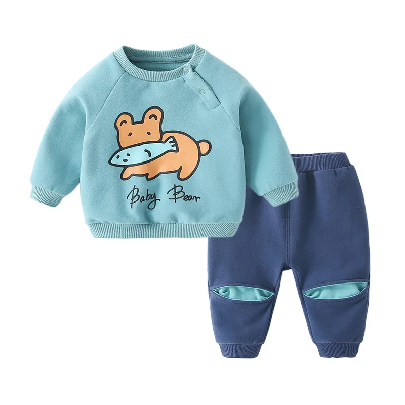 

ZWF1937 New Boys winter Autumn Clothes Set Sweatshirt Pants Tracksuits Kids Sport Suit Children Clothing 2-11 Year