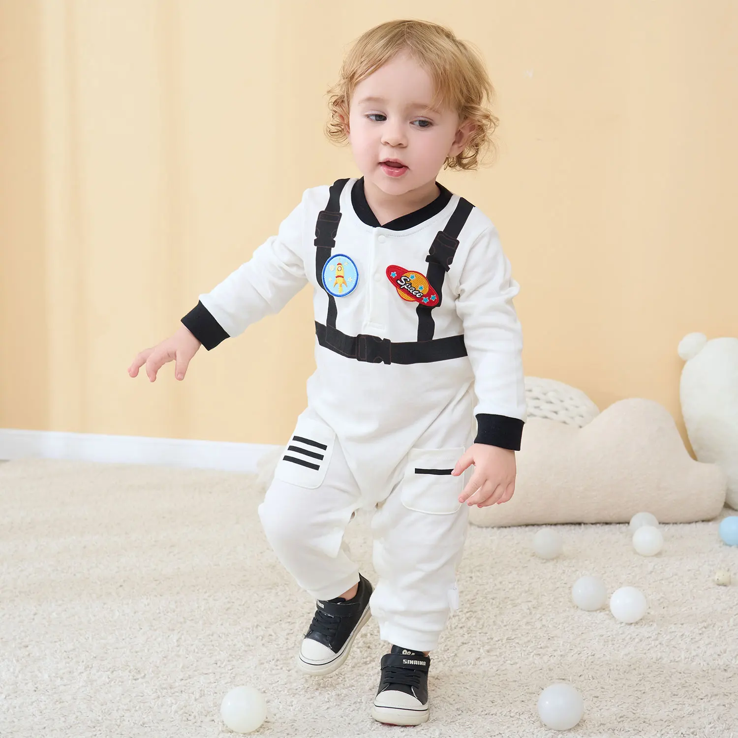 Umorden White Baby Boy Astronaut Costume Cosplay Space Suit Newborn 3M 6M 9M 12M Spring Autumn Romper Jumpsuit Birthday Outfit kids cosplay costume