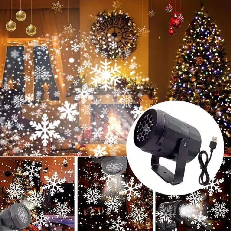LED Snowflake Projector Lamp Fairy Night Light 360&deg; Rotating USB Projection Lamp Home Christmas Festivals Party New Year Decor projection lamp led light mini night lights star projector lamp led stage light mini led stage light