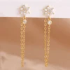 Nouveauté Double chaînes longues gland boucles d'oreilles pour femmes coréen en acier inoxydable Zircon suspendus boucle d'oreille Piercing bijoux