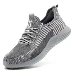Men's Steel Toe Cap Indestructible Work Boots - Puncture - Proof Safety Shoes - 45 (Gray)