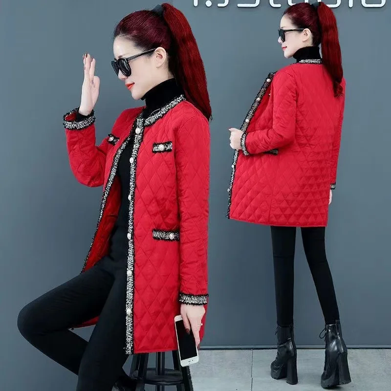 

Новинка 2023, женская зимняя Корейская куртка Паркер средней длины, женский пуховик из хлопка, модное тонкое Теплое повседневное женское пальто, женская верхняя одежда