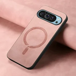 Luxury Leather Magnetic Phone Case - Shockproof and Stylish Cover for Google Pixel 8 (Pink)