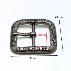 Set of Vintage Silver Brass Belt Buckles - Leather Waistband Pin Clasp - 5Pcs (YK056 - Silver - 20mm)