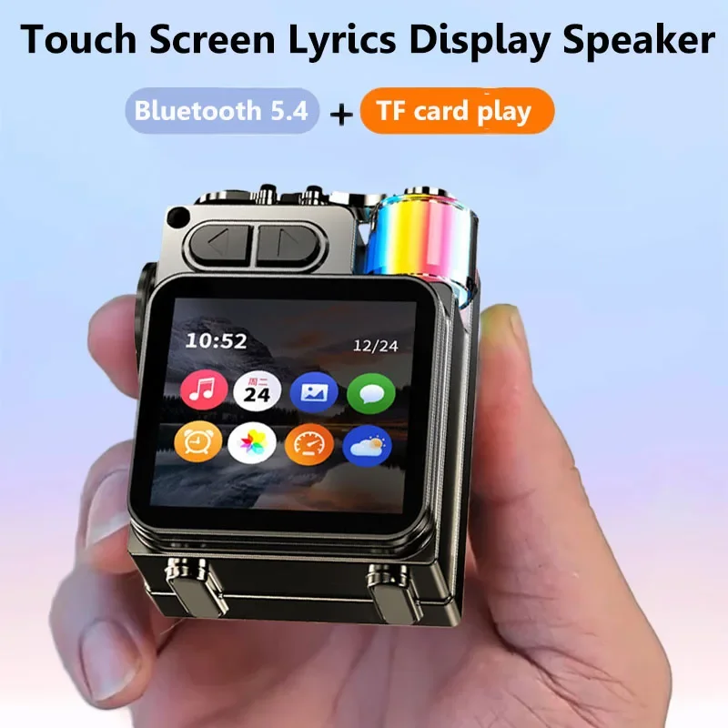 Bluetooth Speaker Smart Touch Screen Mini Portable Audio Player Wireless Handsfree Call MP3 Music Box Support TF Play APP Contro 2