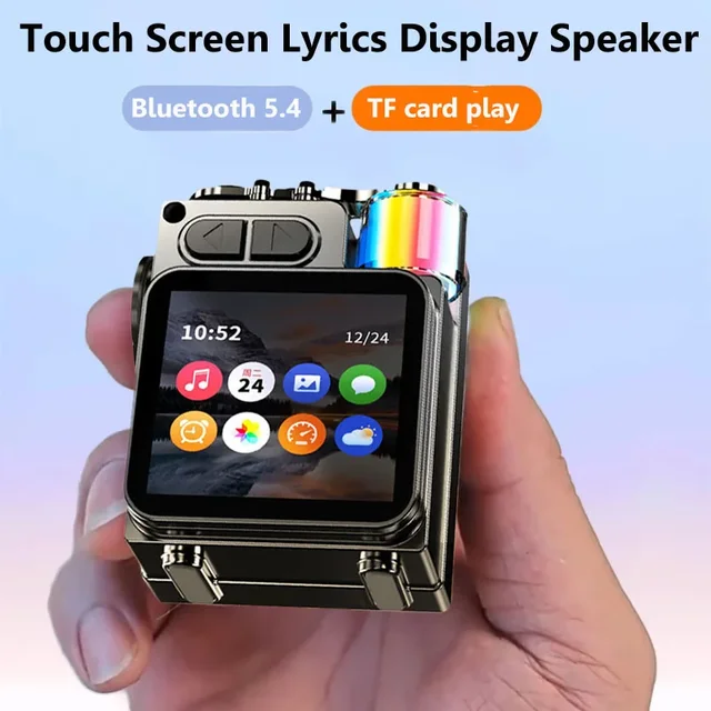 Bluetooth Speaker Smart Touch Screen Mini Portable Audio Player Wireless Handsfree Call MP3 Music Box Support TF Play APP Contro 2