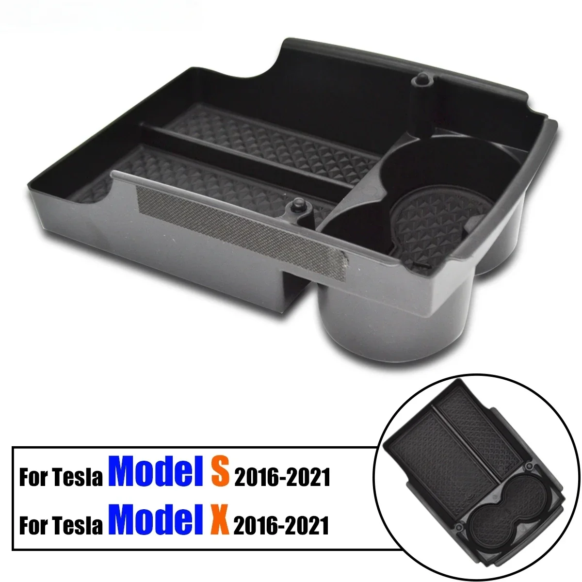 Für Tesla Model S Modell X Mittelkonsole Organizer Getränkehalter Armlehne Aufbewahrungsbox Autozubehör 2016 2017 2018 2019 2020 2021 – Detail 2
