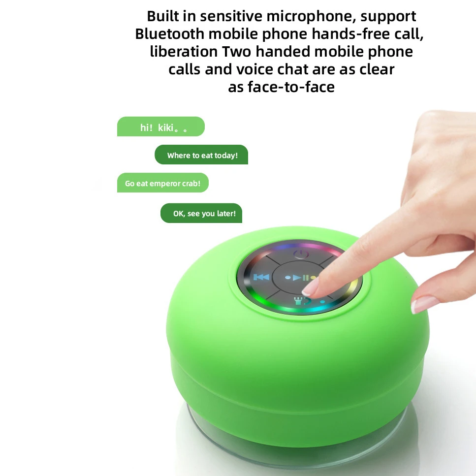 Mini Bluetooth Speaker Waterproof Bathroom Audio Wireless Shower Speakers RGB Light for Phone Soundbar Hand Free Car Loudspeaker 5