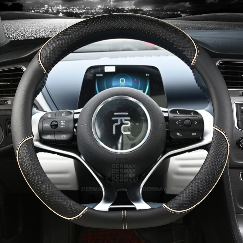 Steering Wheel Cover For BYD Dolphin Atto3 Atto 3 EV Yuan Plus Microfiber Leather Sport D Shape Car
