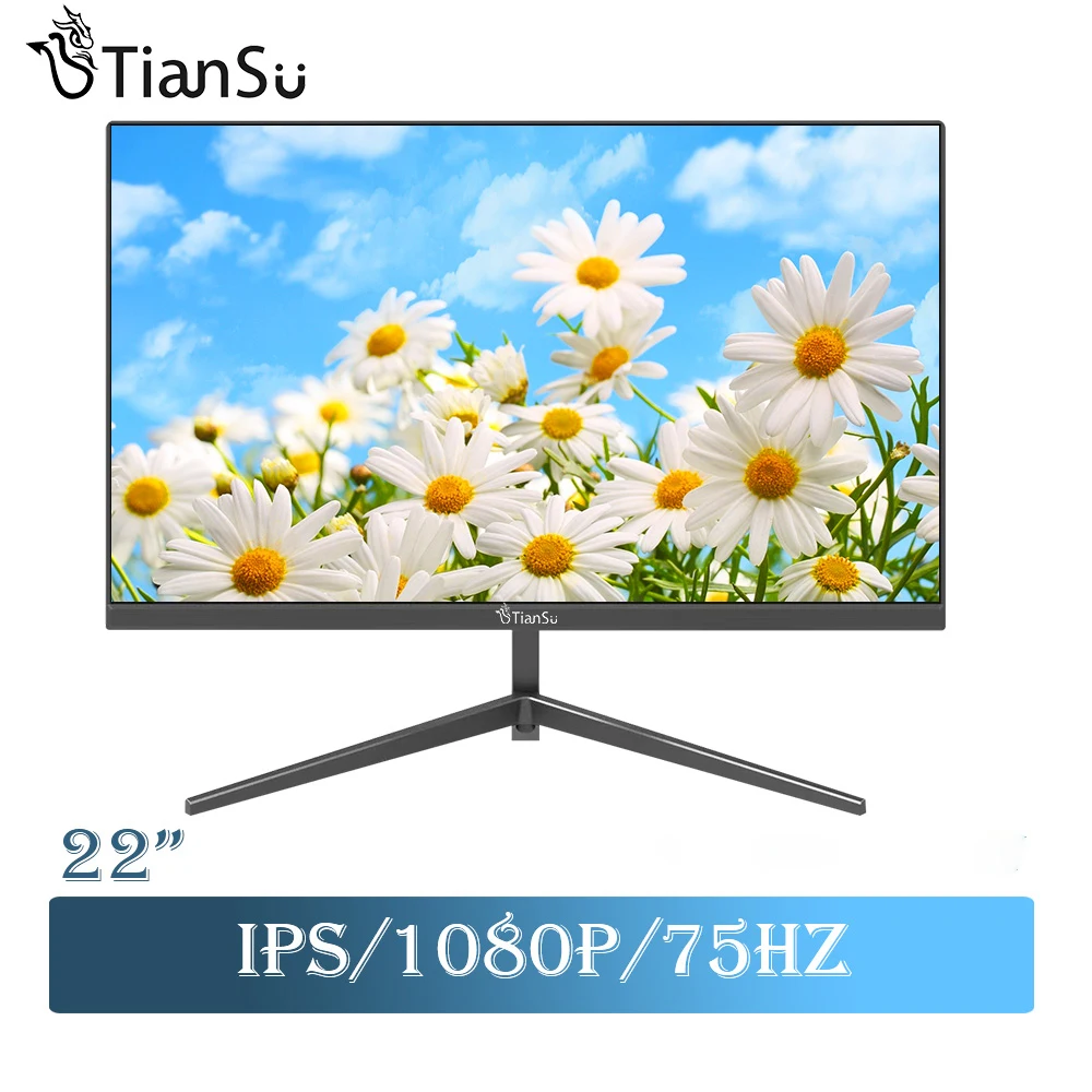 Tiansu 22/24 Inch Monitor 75hz Computer Monitor For Pc Ips Fhd 1920*1080 Desktop Display Monitor