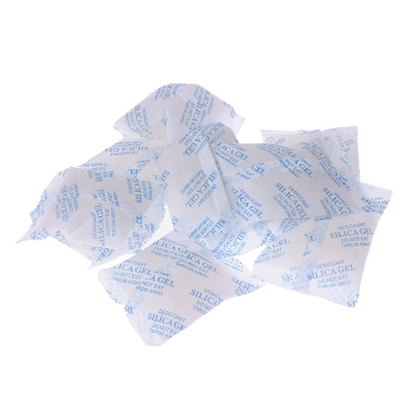 Description Picture 2 of item50g/pc Non-toxic Silica Gel Packs Desiccant Damp Moisture Absorber Dehumidifier Anti Humidity Bag Clothes Food Storage Packaging