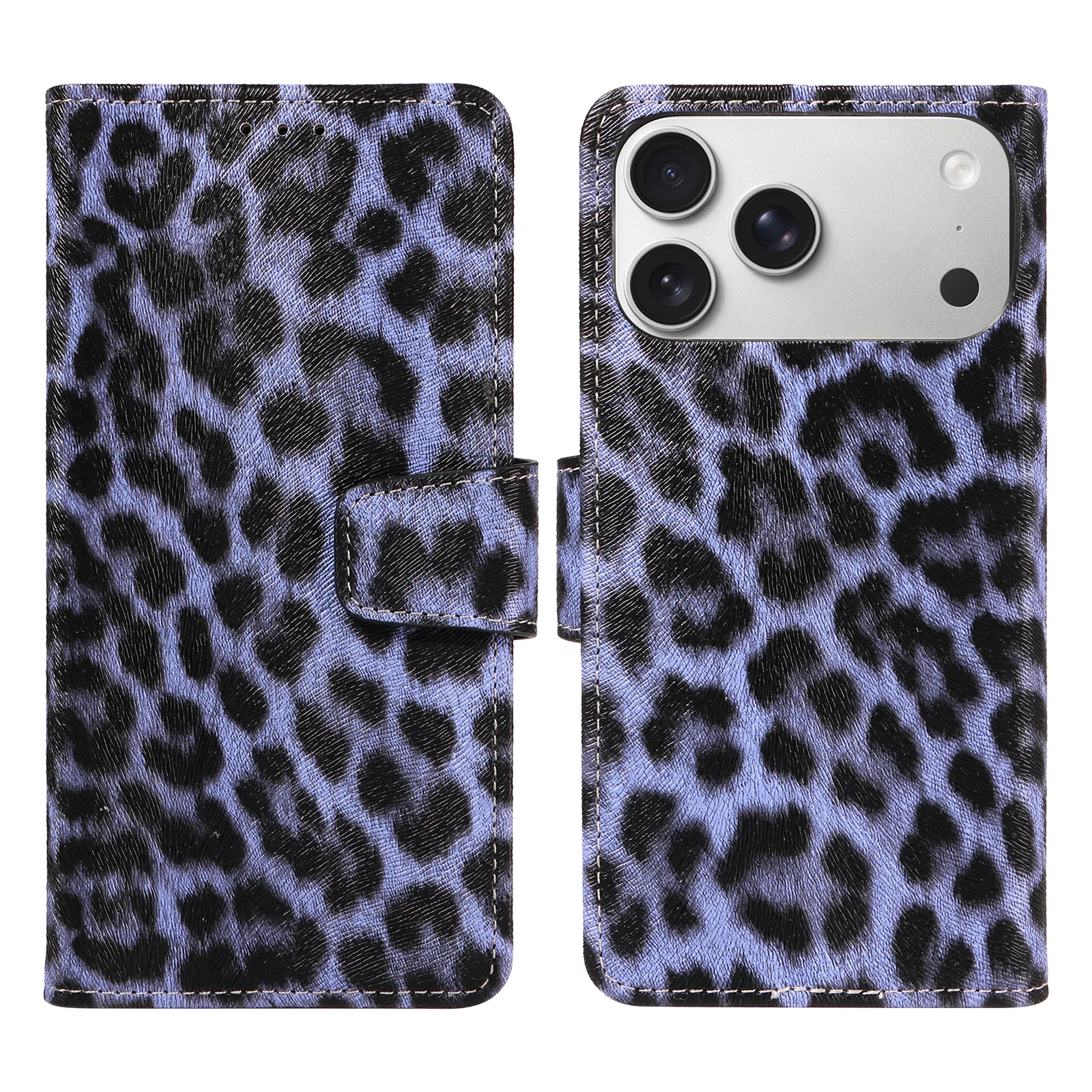 Leopard Print Magnetic Stand PU Leather Phone Case - Anti-Drop Protection Cover