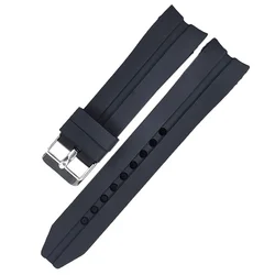 Men's Universal Curved End Waterproof Silicone Sport Watch Band - Black - 22mm (Black)