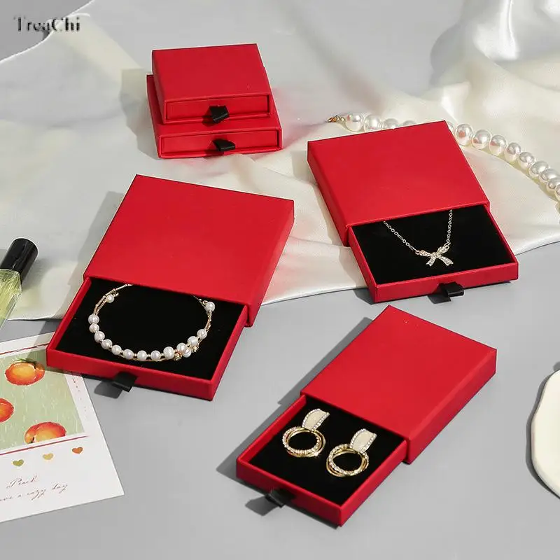 Thin Jewelry Gift Packaging Drawer Box Earrings Necklace Set Storage Case Ring Bracelet Pendant Holder Jewelry Paper Boxes 10Pcs 10pcs echu1c681jx5 thin film capacitor 680pf 16vdc 5% 2% pps 0603 ech u1c681gx5 cbb polyester capacitance new original genuine