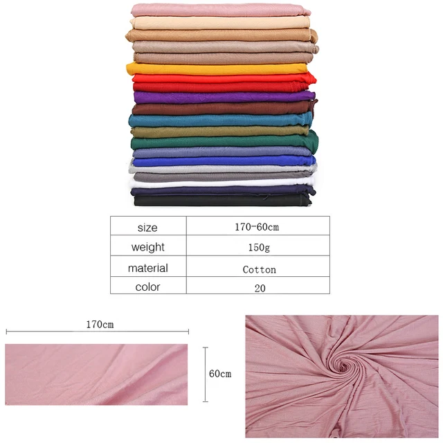 Écharpe Hijab en Jersey de coton Modal de qualité supérieure, châle musulman Long, Turban doux uni, bandeau pour femmes, bandeau africain 170x60cm