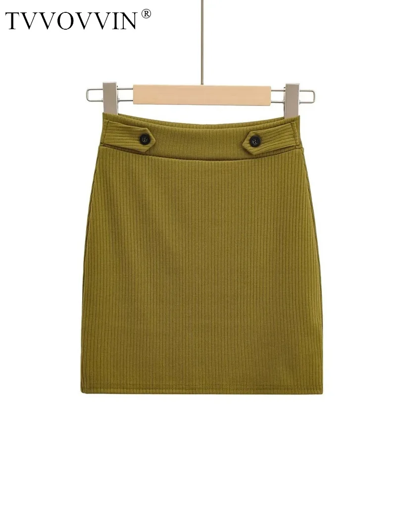 

Summer Spring TVVOVVIN American Sexy Spicy Girls High Waist Skirt A-line Tight Slim Knitted Super Short Hip Skirt LYH3