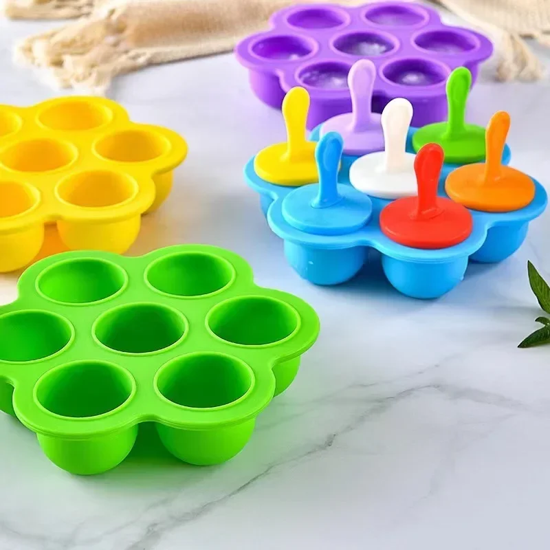 Ice Cream Ice Pops Mold Food Grade Silicone Popsicle Mould Icemaker Baby DIY Food Supplement Tools Fruit Shake Accessories