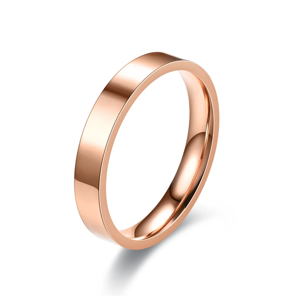 4mm Simplicity Flat Stainless Steel Rings Japanese Korean Fashion Glossy Titanium Steel Finger Rings Youth Boy Girl Jewelry Gift 3