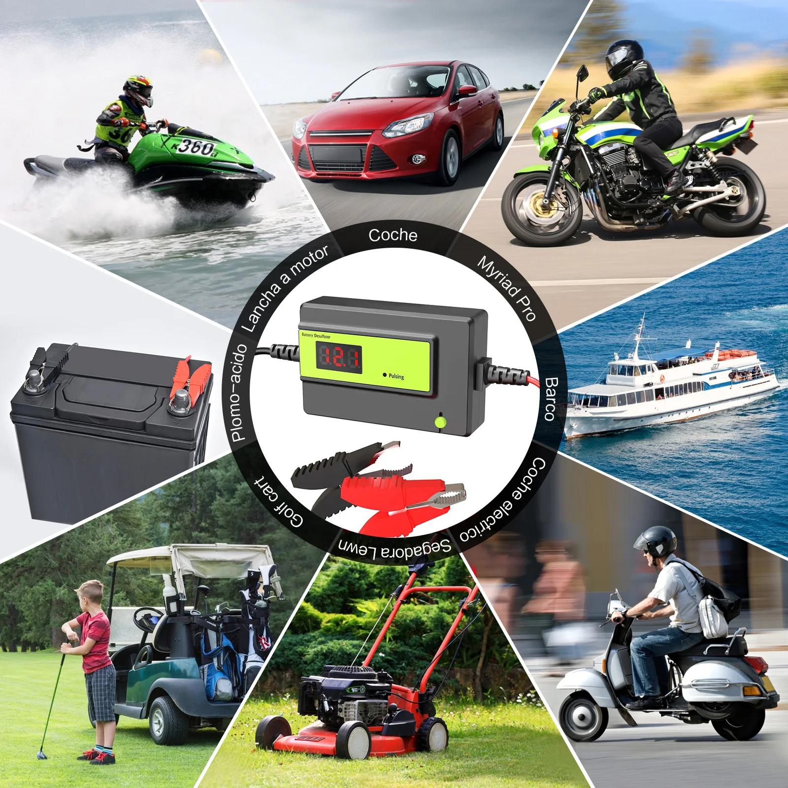Regolatore batteria 4A, mantenitore batteria progettato per auto, camion, moto, ATV, barche, batteria per camper, per 12V,24V,36V,48V - immagine 5