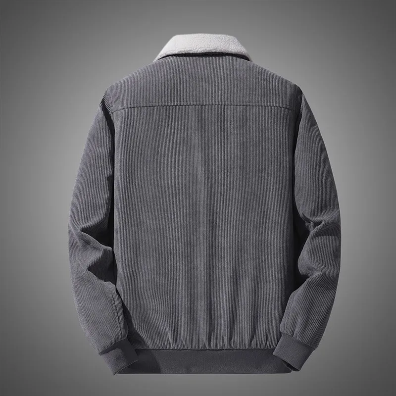 Winterjacke Herren Cord Lammwolle Plus Samt Fleece Dicker warmer Mantel Lässige lose Militärjacke Windjacke Große Größe M-5XL_voghion.com