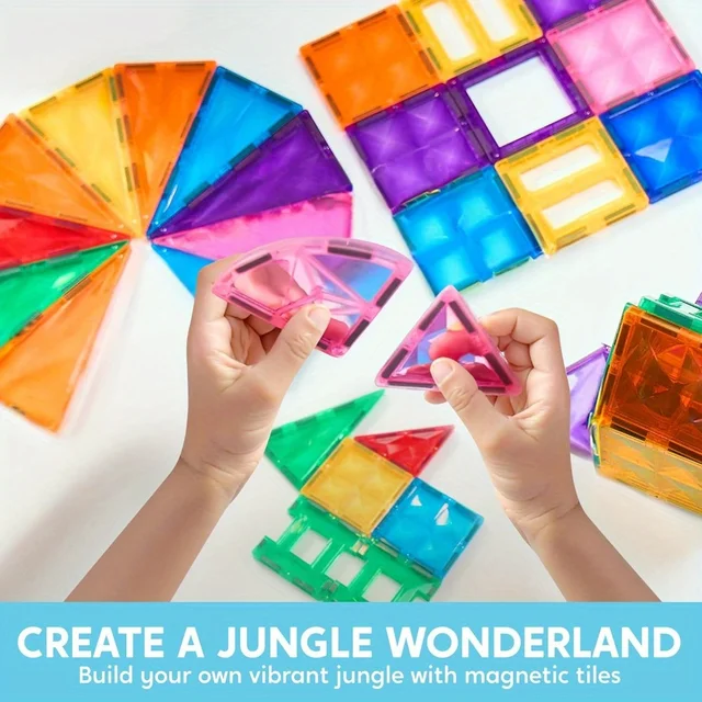 JOYFY 110/66/50 PCS Magnetic Building Tile 3D Magnet Tiles with Vehicle Construction Blocks Set for Kids Birthday Chirstmas Gift