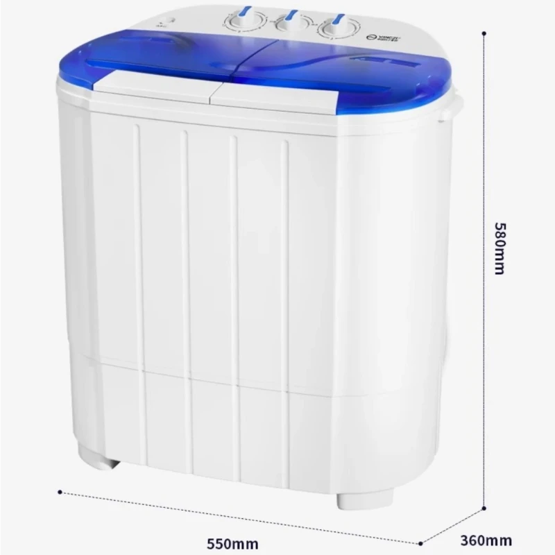 غسالة ملابس صغيرة مزدوجة الحوض