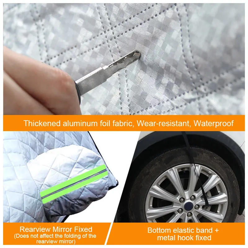 Waterproof Cover Exterior Car Covers Outdoor Half Awning Anti-Snow Windshield Proof Protective Cotton Sunshade Anti Ice Frost - Image 5