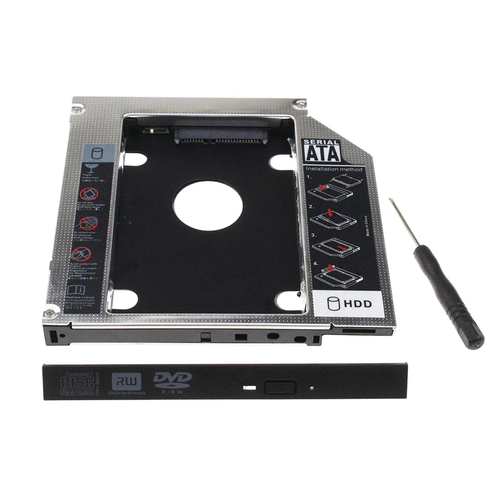 12.7mm Aluminum Metal Material 2nd HDD Caddy SATA To SATA 2.5" SSD HDD Case For Laptop ODD DVD/CD-ROM Optibay