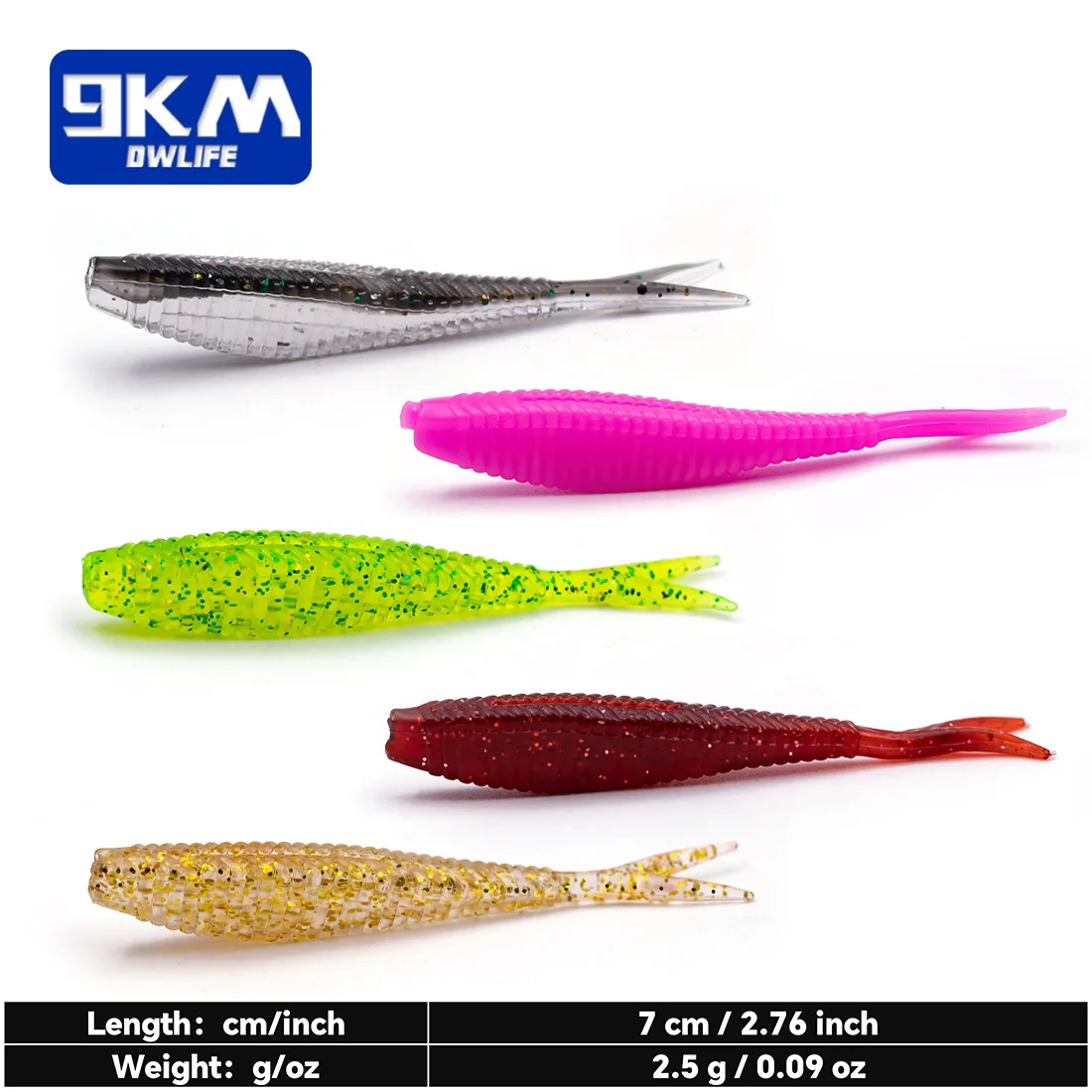 Fishing Soft Lures Plastic Baits 7cm Lifelike Forked Paddle Tail Fishing Swimbaits for Freshwater for Crappie Bass Walleye 15Pcs