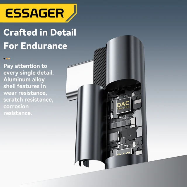 Essager L-Shaped Type-C to 3.5mm Audio Adapter 5