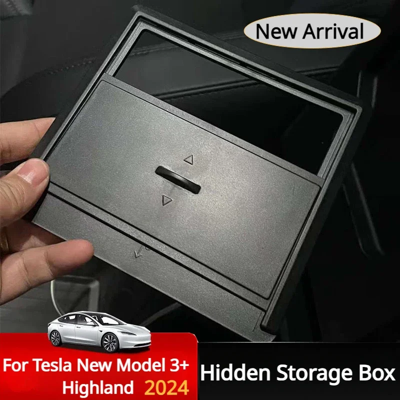 

Hidden Storage Box for Tesla New Model 3+ Highland Center Console Organizer Armrest Holder Box for 2024 Model3 Car Accessories