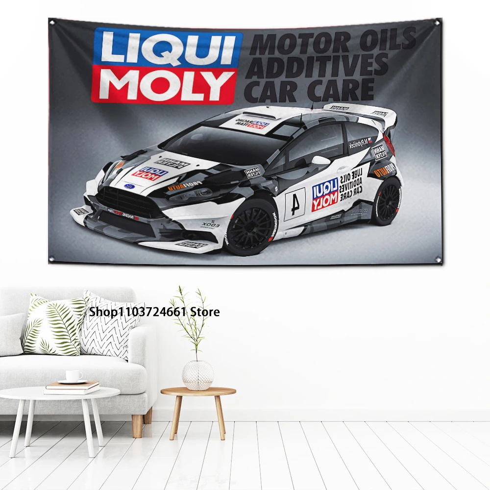thumbnail image 1 of Bandera de poliéster Liqui Molys de 60 x 90 cm con impresión digital para decoración de paredes de garaje y exteriores, 1 of 5