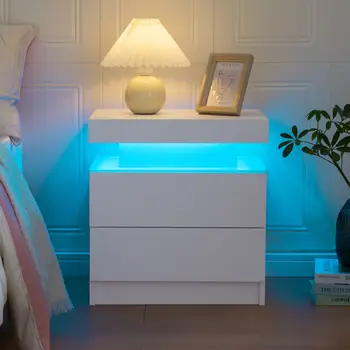 LED Nightstand with Drawers 1