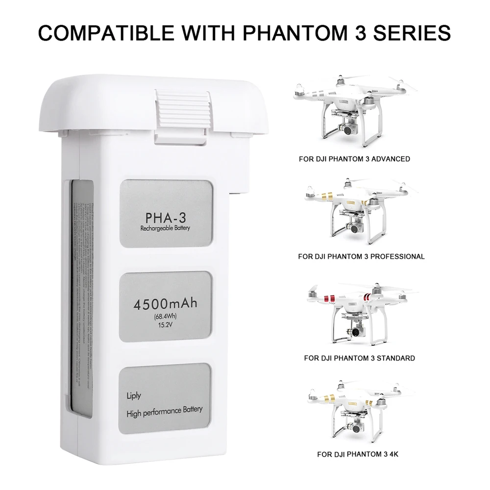 

15.2V Drone Battery For DJI Phantom 3 Professional & Advanced & Standard & Phantom 3 4K 4.5Ah Drone LiPo 4S Intelligent Battery