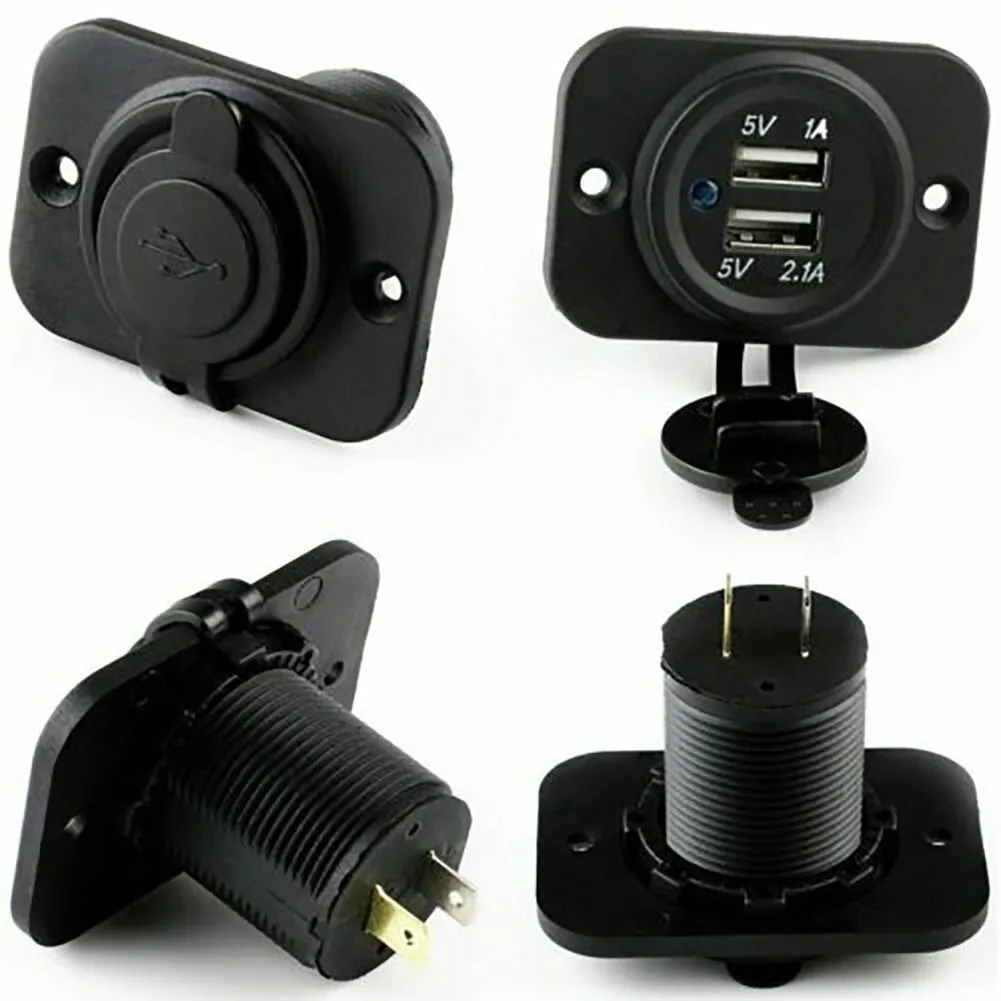 12V Car Charger Cigarette Lighter Socket Dual USB Power Adapter Charger Plug Splitters For Camper RV Bus Motorhome