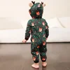2024 Christmas Family Matching Outfit Cute Deer Ear Hooded Zipper Romper Cute One-Piece Jumpsuit Allover Print Pajamas Xmas Look 6