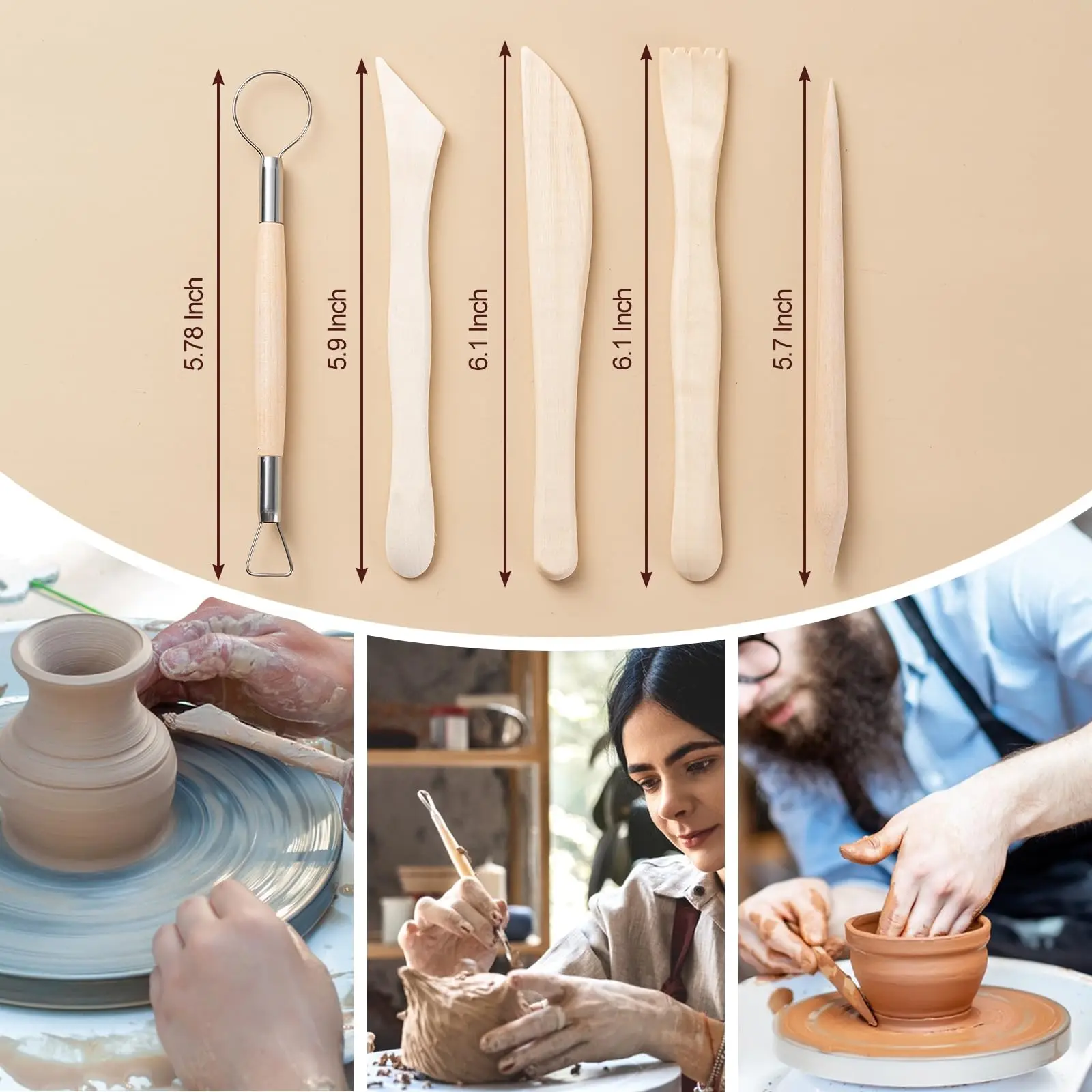 Clay Tools Kit, 27 PCS Pottery Tools, Practical Polymer Clay Sculpting Tools Kit, Air Dry Set for Adults, Potte