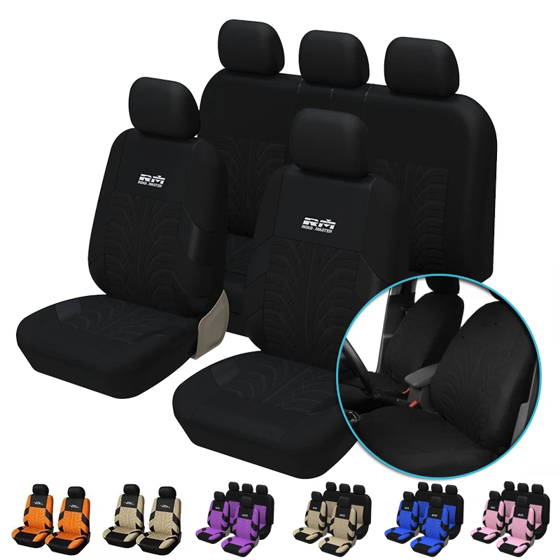 Car Seat Cover Polyester Fabric Universal Set Red Car Styling Fit Most