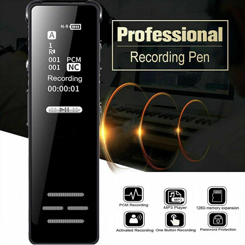 Digital Voice Recorder Professional Dictaphone Voice Activated Long Distance Recording MP3 Player Noise Reduction WAV Record