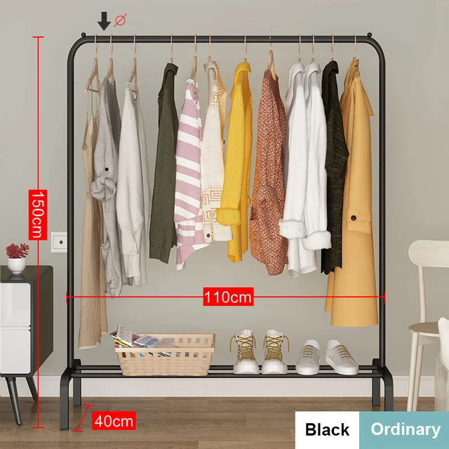 Garment Rack Free-standing Clothes Rack with Top Rod,Coat Rack Clothes, Hanger Wardrobe ,Clothes for Rack Lower Storage Black 110cm(39.3IN)