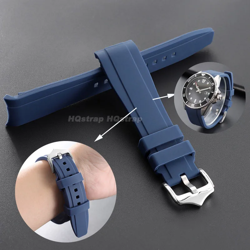 High-Quality Curved End Silicone Sport Watch Band - Waterproof Rubber Strap