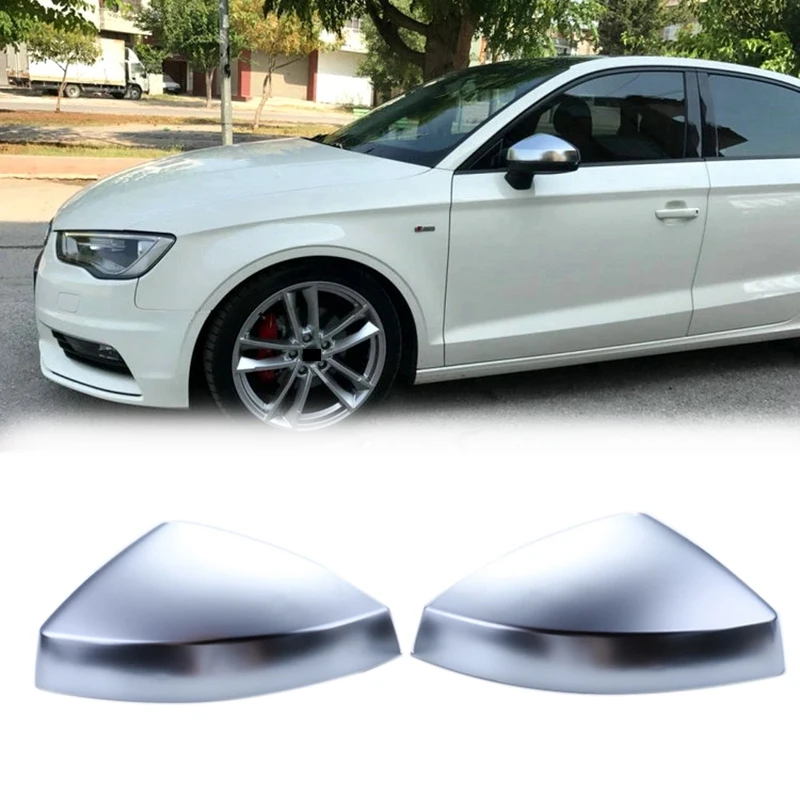 

1Pair Car Wing Mirror Caps Matt Chrome Mirror Cover Rearview Side Mirror Cap For - A3/S3/RS3 2014-2021