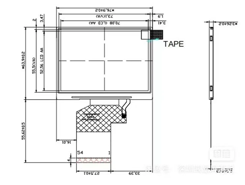 Yqwsyxl Tft Painel Lcd Tela Ips 54pin av dc Driver Board 640x480 35 - Imagem 4