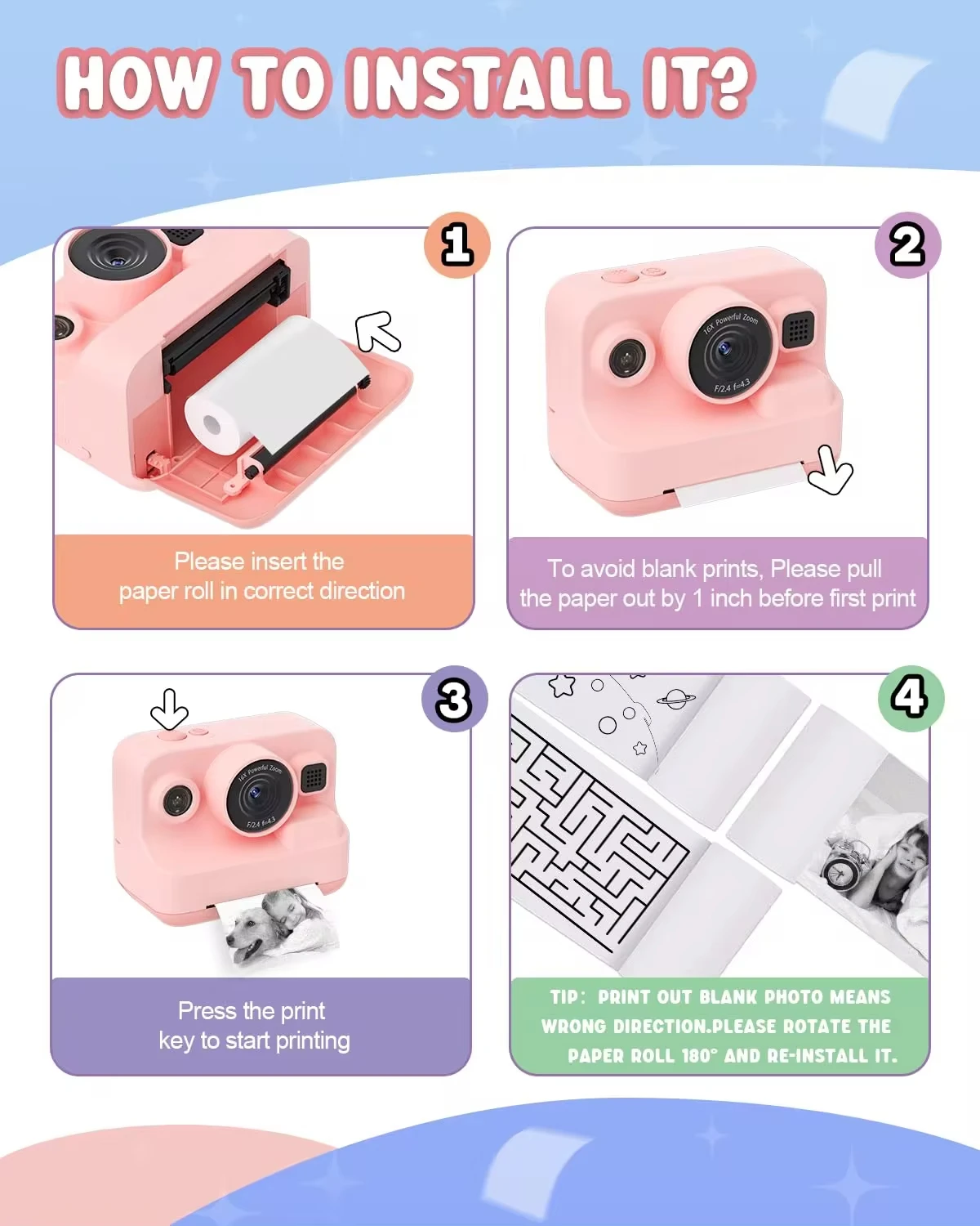Mini Printing Paper Printing Camera Refill Thermal Paper 10 Rolls BPA Free Compatible With All 57mm Pocket Thermal Printer thermal paper,printer sticker paper,printing paper,instant camera refill paper,thermal paper roll