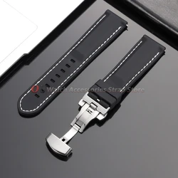Versatile Sport Band: Premium Silicone Watch Strap with Quick Release and Butterfly Buckle - 20mm (Black - White)